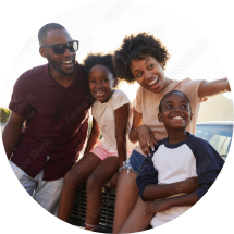 African American family on vacation