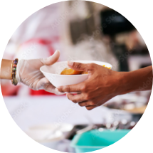 Volunteer serving food