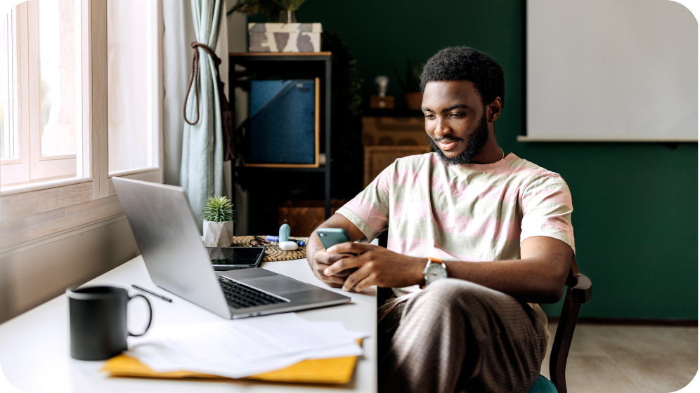 Student sitting at their desk.