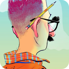 Illustration of a man with a pencil behind his ear.