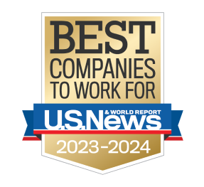 U.S. News and World Report Best Companies to Work For 2023-2024 badge.