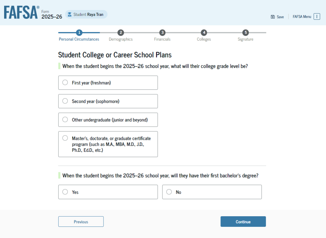 How to Answer FAFSA Student Basic Information Questions | Name 