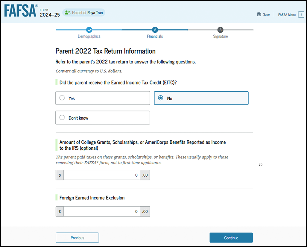 How to Answer FAFSA Parent & Tax Information Questions Parent