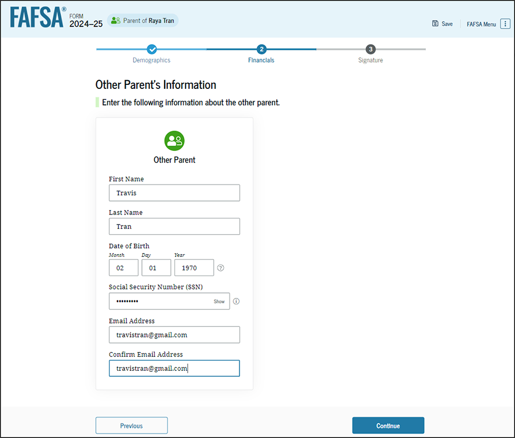 Fafsa guide other parent identity