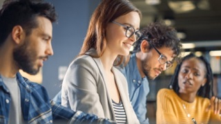 Group of diverse students collaborating