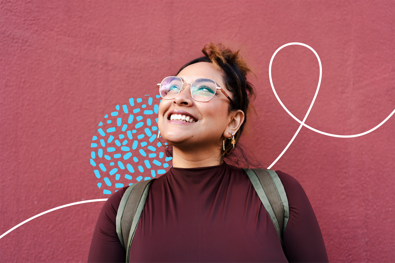 Confident graduate student looking upward. 