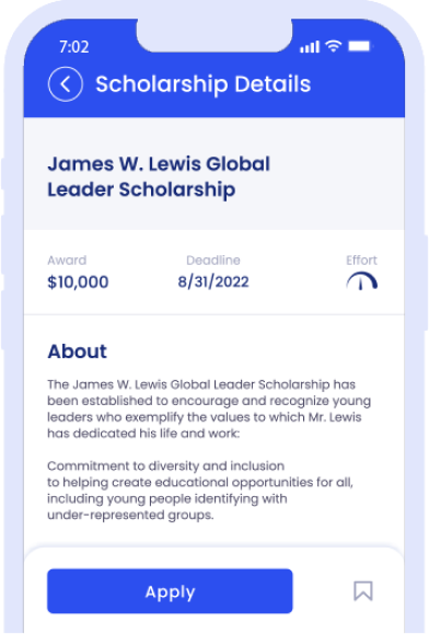 Scholarship details screen