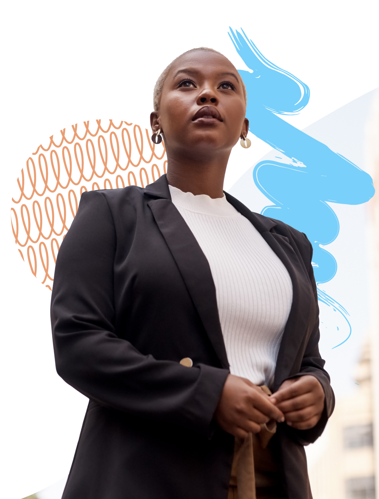 Graduate student looking into the distance.